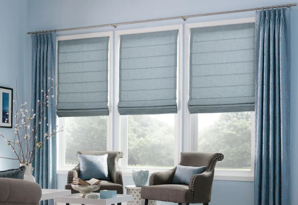 Window curtains and roman blinds